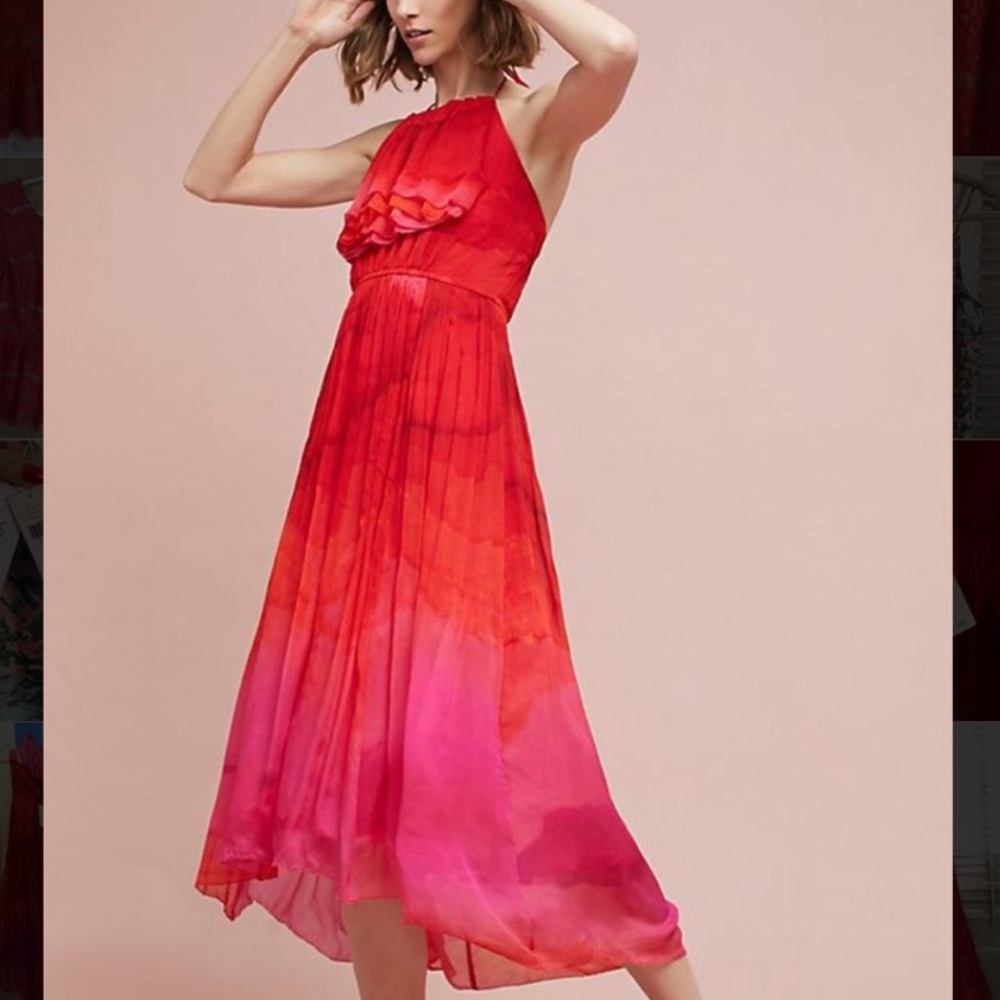 Tracy Reese High Low Halter Watercolor Dress